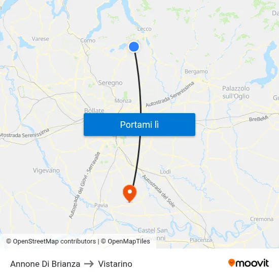 Annone Di Brianza to Vistarino map