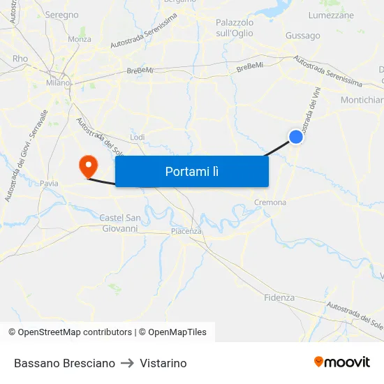 Bassano Bresciano to Vistarino map