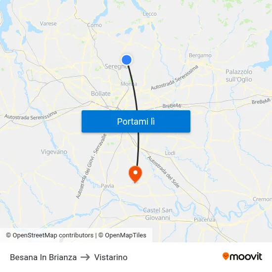 Besana In Brianza to Vistarino map