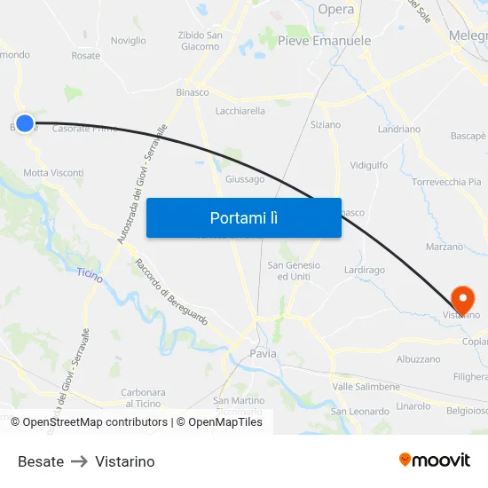 Besate to Vistarino map