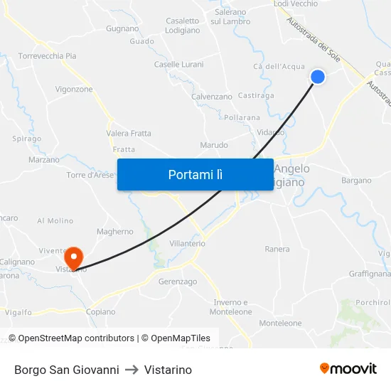Borgo San Giovanni to Vistarino map
