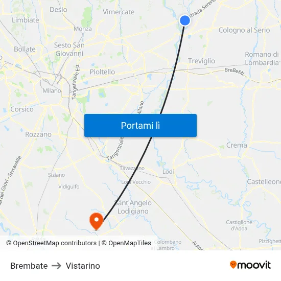 Brembate to Vistarino map
