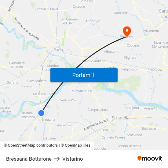 Bressana Bottarone to Vistarino map