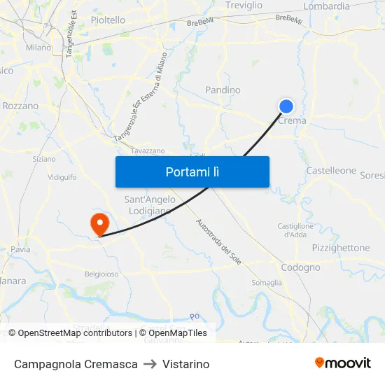 Campagnola Cremasca to Vistarino map