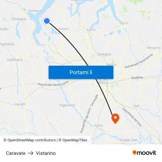 Caravate to Vistarino map