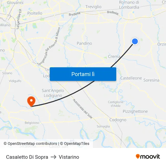 Casaletto Di Sopra to Vistarino map