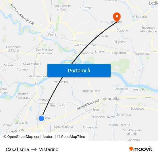 Casatisma to Vistarino map