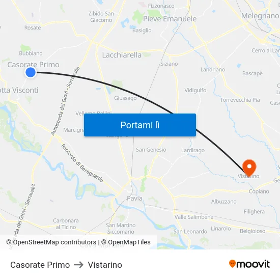 Casorate Primo to Vistarino map