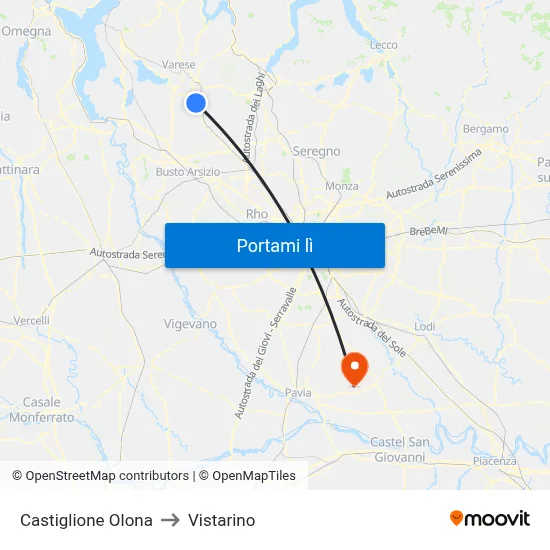 Castiglione Olona to Vistarino map