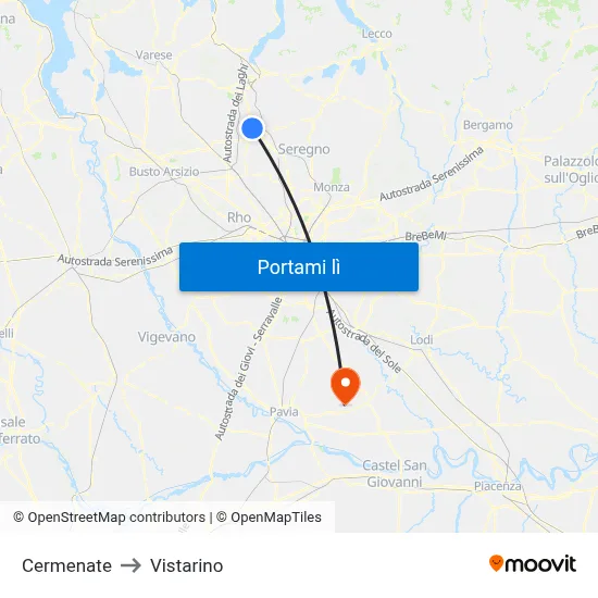 Cermenate to Vistarino map