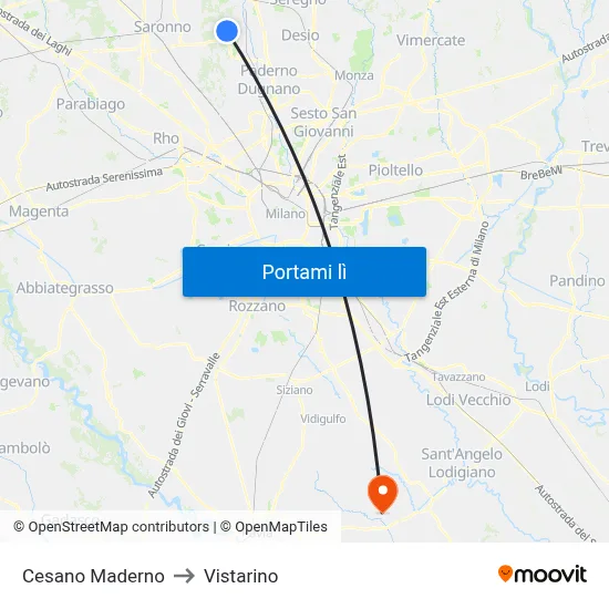 Cesano Maderno to Vistarino map