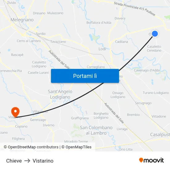 Chieve to Vistarino map