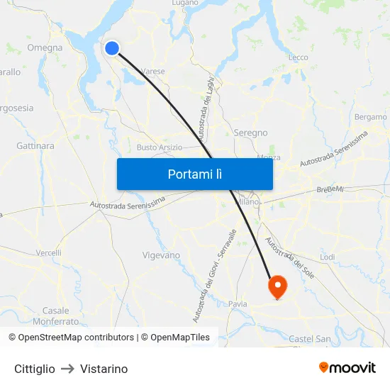 Cittiglio to Vistarino map