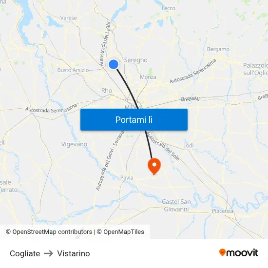 Cogliate to Vistarino map