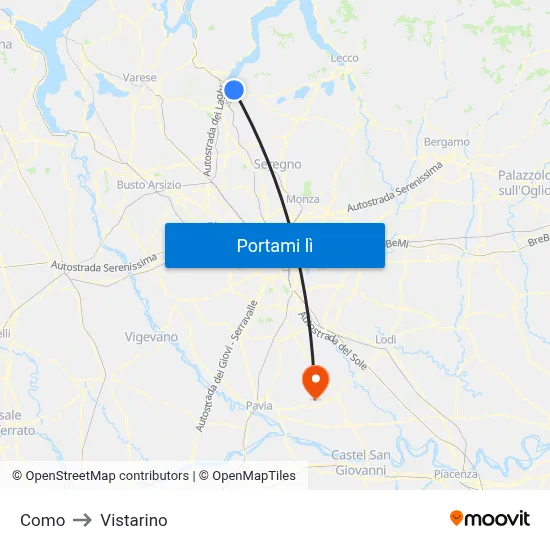 Como to Vistarino map