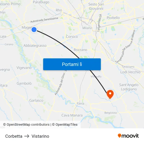 Corbetta to Vistarino map
