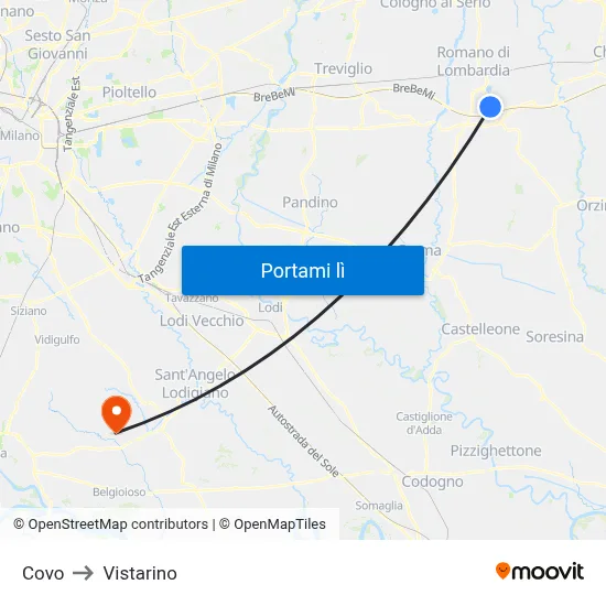 Covo to Vistarino map