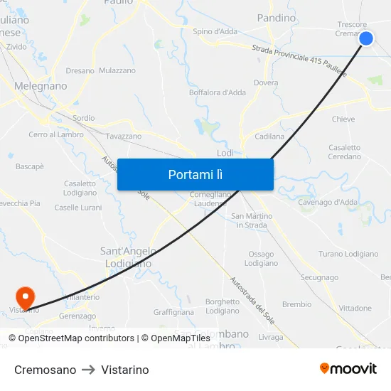 Cremosano to Vistarino map