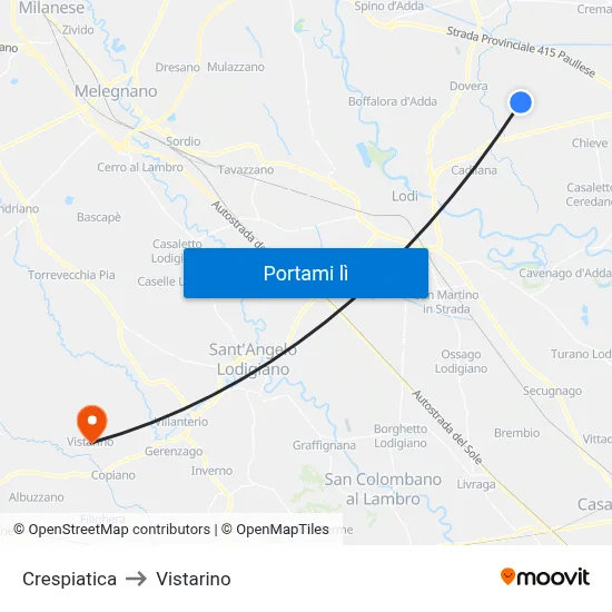 Crespiatica to Vistarino map