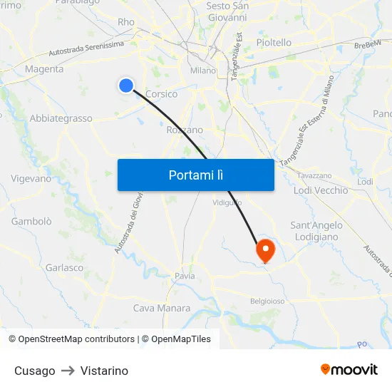 Cusago to Vistarino map