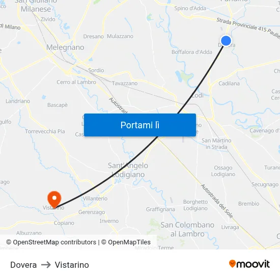 Dovera to Vistarino map