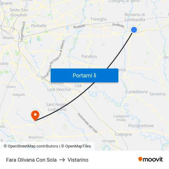 Fara Olivana Con Sola to Vistarino map