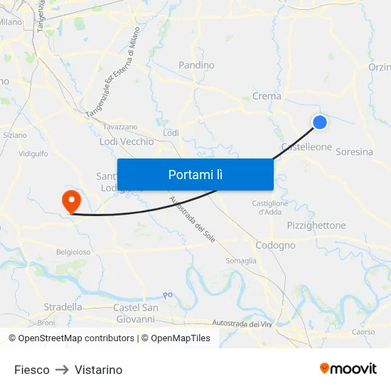Fiesco to Vistarino map