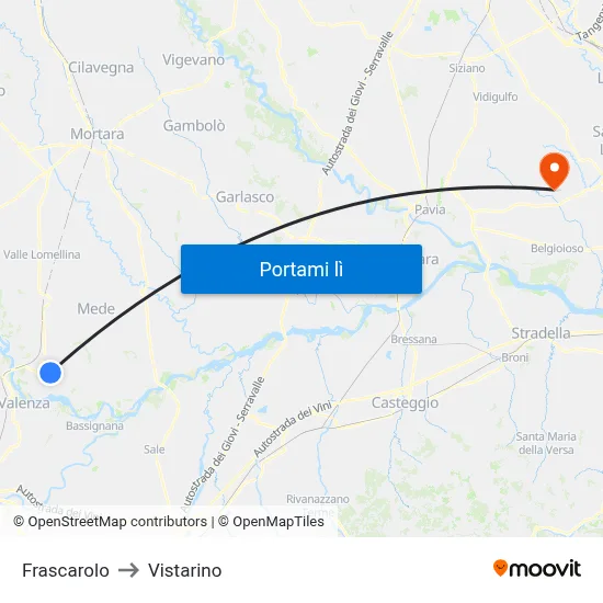 Frascarolo to Vistarino map