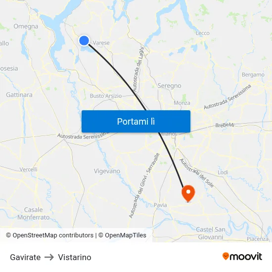 Gavirate to Vistarino map