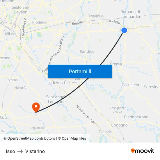 Isso to Vistarino map