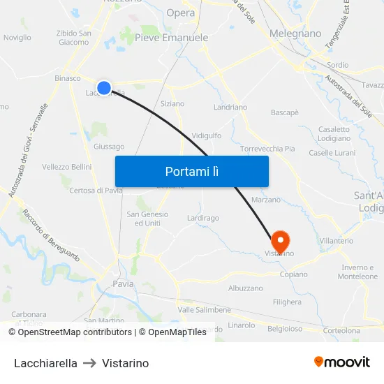 Lacchiarella to Vistarino map
