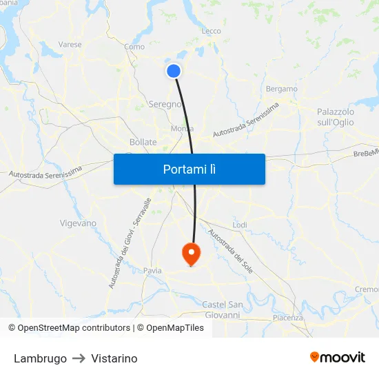 Lambrugo to Vistarino map