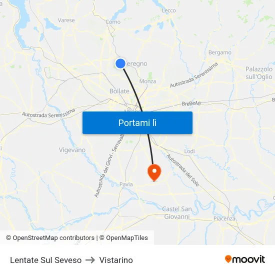 Lentate Sul Seveso to Vistarino map