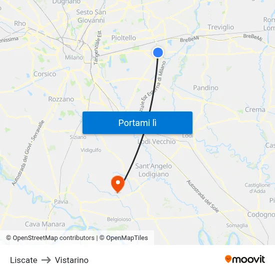 Liscate to Vistarino map