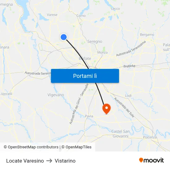 Locate Varesino to Vistarino map