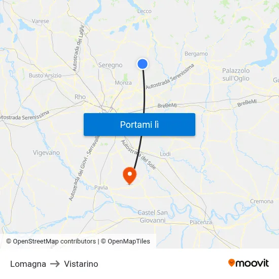 Lomagna to Vistarino map