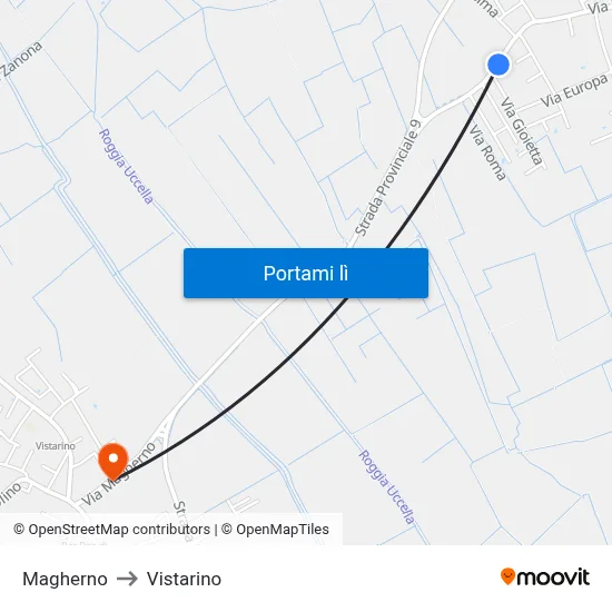 Magherno to Vistarino map
