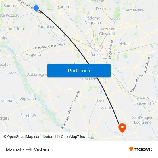 Marnate to Vistarino map