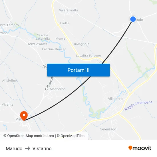 Marudo to Vistarino map
