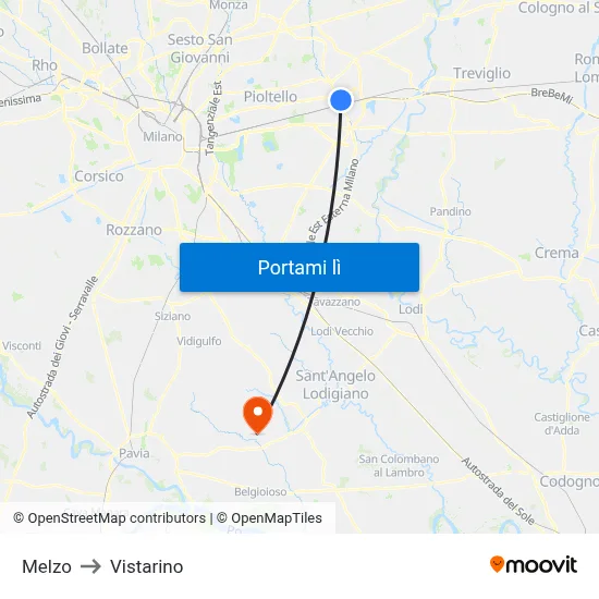 Melzo to Vistarino map