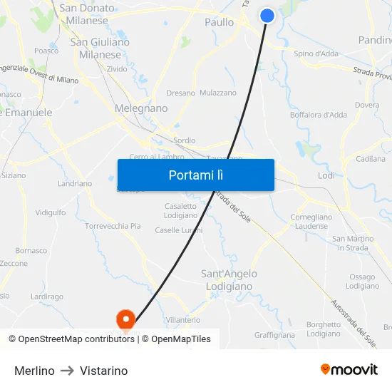 Merlino to Vistarino map