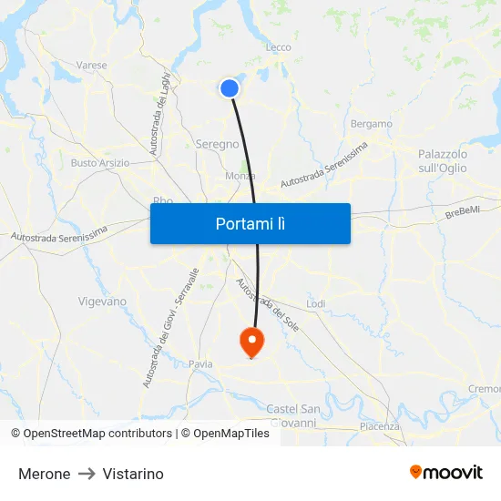 Merone to Vistarino map
