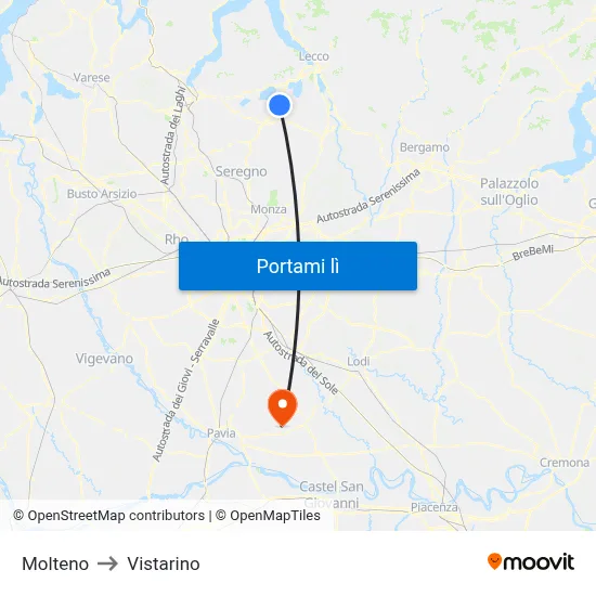 Molteno to Vistarino map