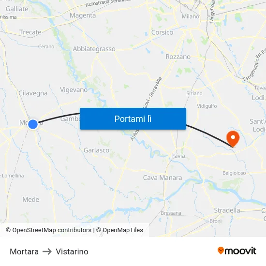 Mortara to Vistarino map
