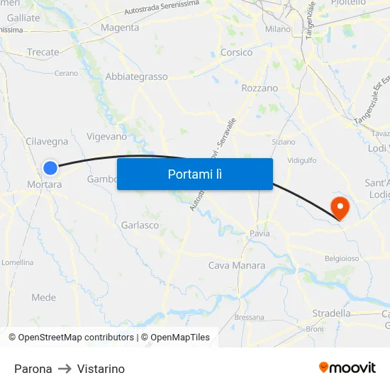 Parona to Vistarino map