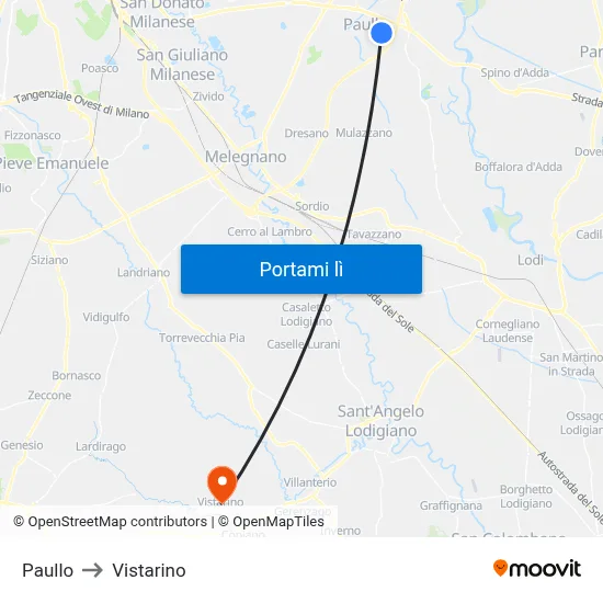 Paullo to Vistarino map