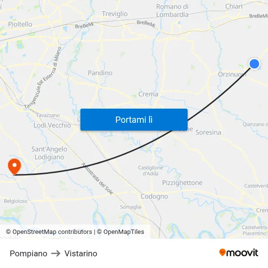 Pompiano to Vistarino map