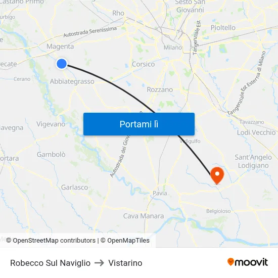 Robecco Sul Naviglio to Vistarino map