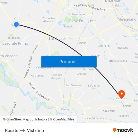 Rosate to Vistarino map