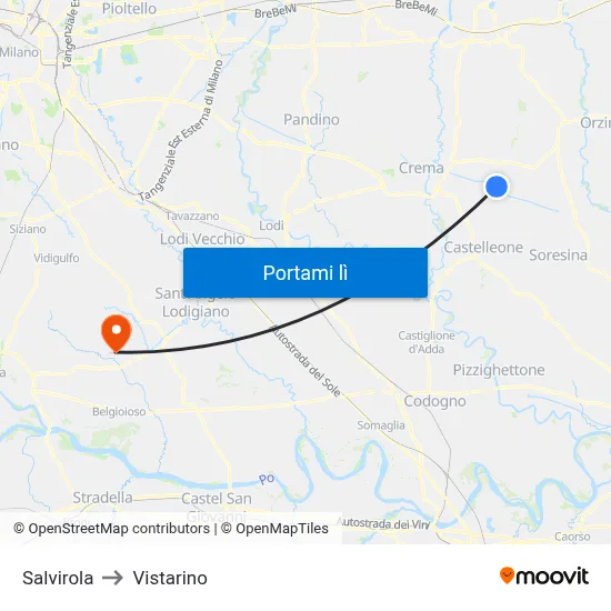 Salvirola to Vistarino map